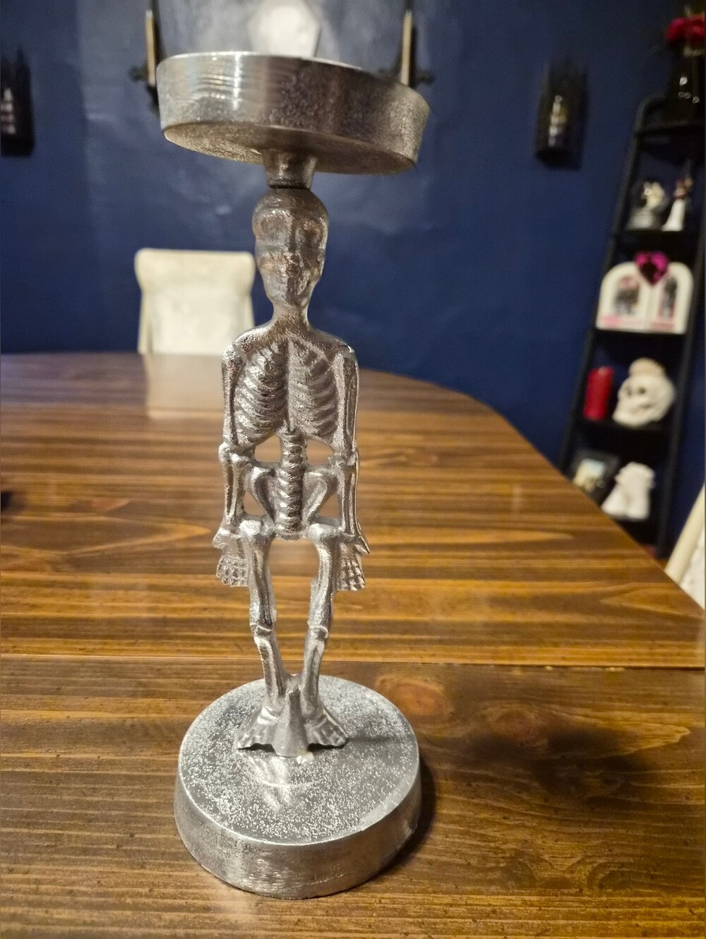 Silver Skeleton Candle Holder